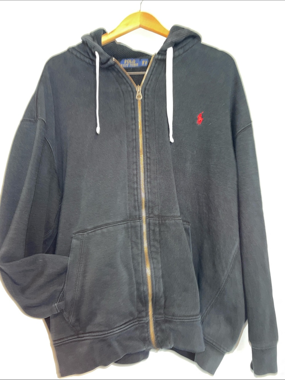 Polo by Ralph Lauren Black Full-Zip Hoodie with Red Pony 4XL